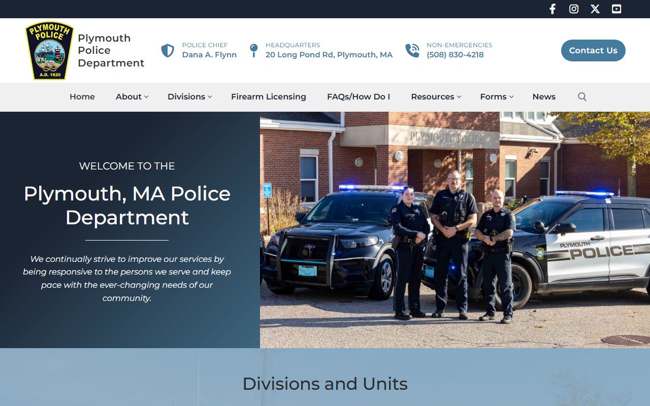 Plymouth Police Department website for arrest records and jail roster information