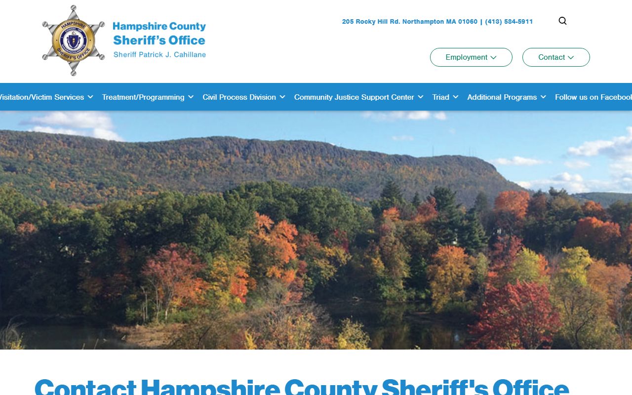Hampshire County Sheriff contact page for jail roster records requests