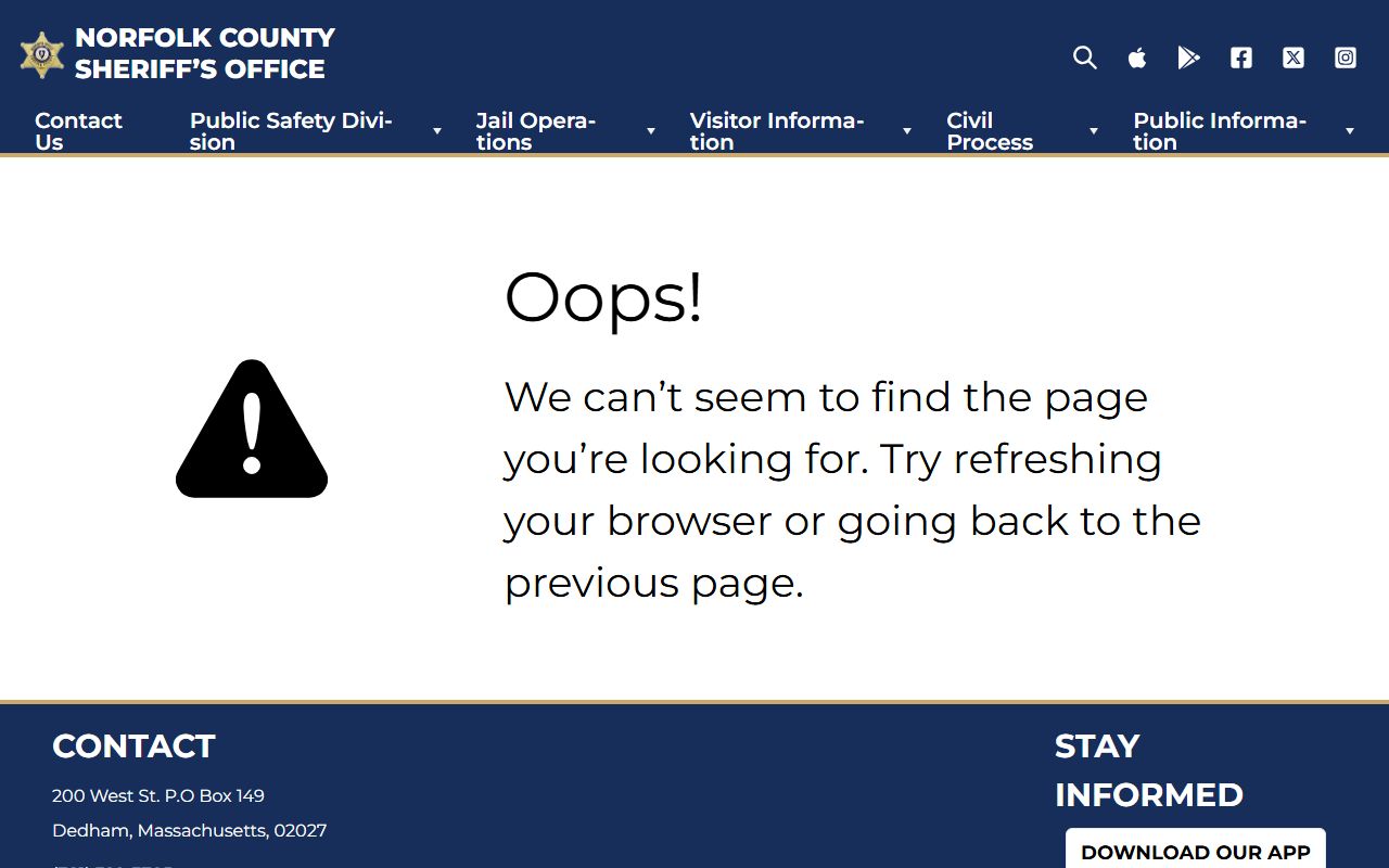 Norfolk County Sheriff inmate search tool for jail roster lookup